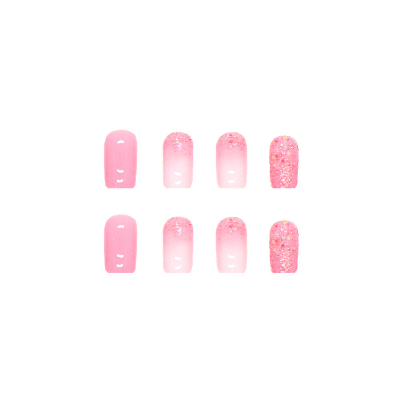 Gradient Shimmer Square Press-On Nails – Mid-Length Glam Set