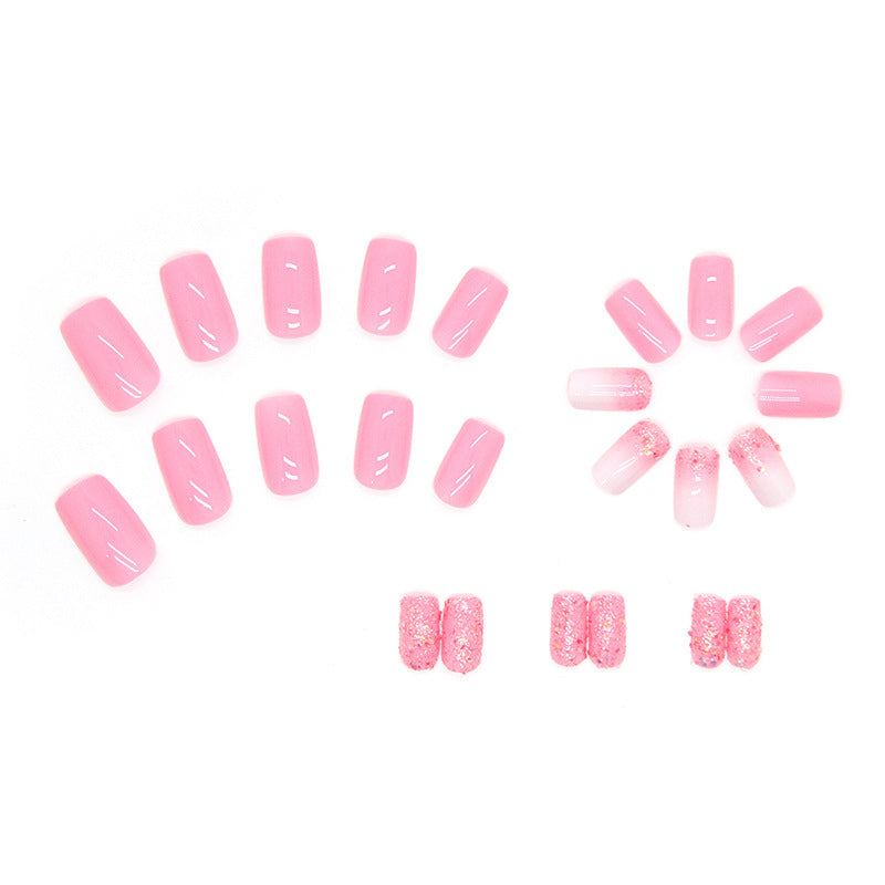 Gradient Shimmer Square Press-On Nails – Mid-Length Glam Set