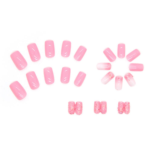Gradient Shimmer Square Press-On Nails – Mid-Length Glam Set